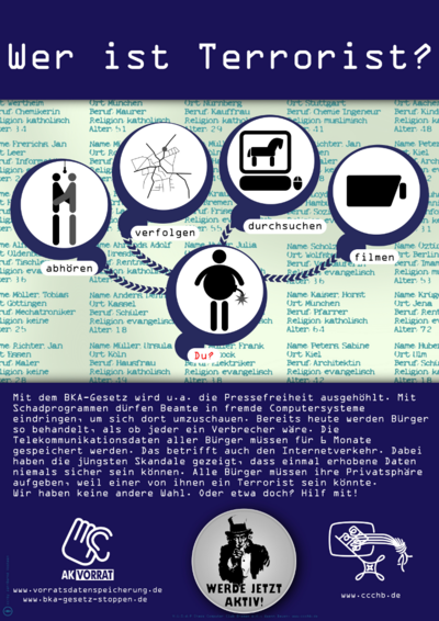 Plakat zum Jahr der polizeistaatlichen Überwachung und Bundestagswahl 2009